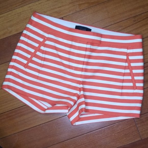J. Crew Pants - {J.Crew} Orange & Cream Striped Shorts